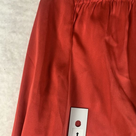 Diane von Furstenberg Silk Blouse‎ Womens 2 Red Tie Neck Long Sleeve 7647 - Picture 9 of 10